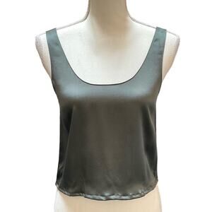 Vince Satin Scoop Neck Cropped Top Women's Size XS Gray